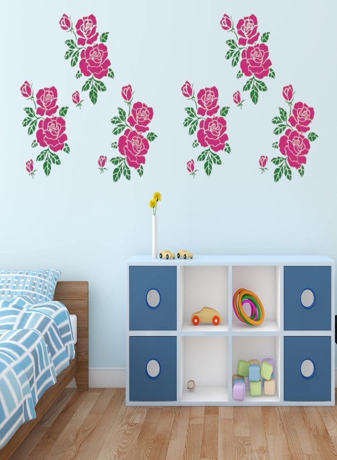 ARandNJ Combo Stencil for Wall Painting (Size:-16X24 Inch) Theme:- Rose DIY Reusable Painting Design Suitable for Bedroom,Living Room (Pack of 1) - Image 2